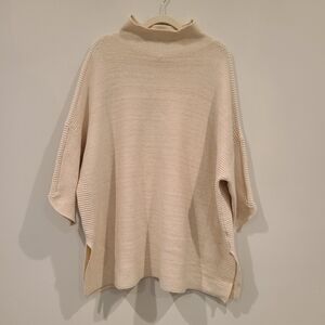 Kerisma Cream Wool Blend Quarter Length Dolman Sleeve Mock Neck Boxy Sweater